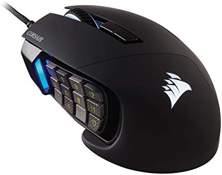 Corsair Scimitar ELITE RGB Optique MOBA/MMO Souris Gaming (18 000 DPI Optique Capteur, 17 Boutons Programmables, Rétroéclairage RGB Dynamique sur Quatre Zones, Forme Profilée) Noir Fiche Technique et Prix au Maroc