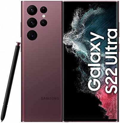 Samsung Galaxy S22 Ultra, Téléphone mobile 5G 128Go Bordeaux, Carte SIM non incluse, smartphone Android, Version FR Fiche Technique et Prix au Maroc