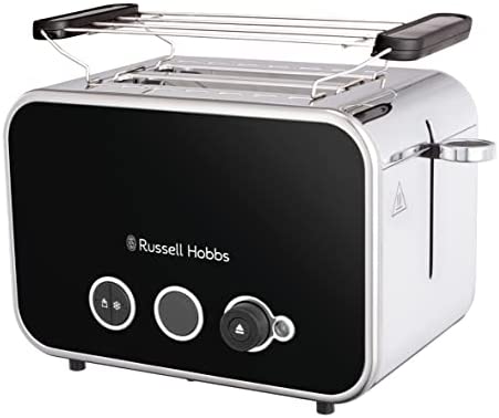 Russell Hobbs Grille Pain [Design Retro Premium] Distinctions Noir (Cadran LED, Fonctions Annulation, Décongélation, Réchauffage et Surélévation, Réchauffe Viennoiserie) Toaster 26430-56 Fiche Technique et Prix au Maroc