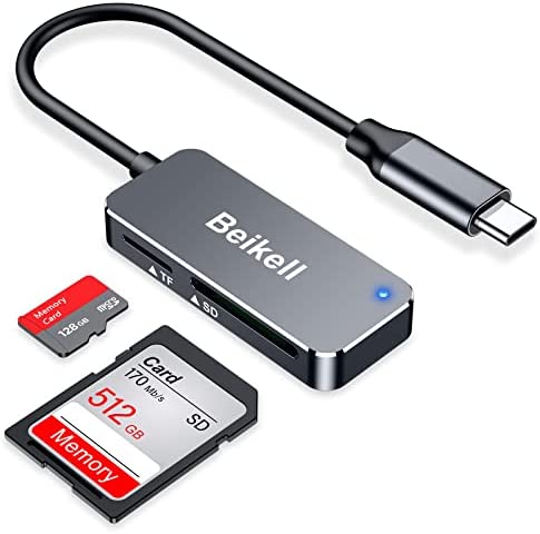 Lecteur de Carte USB C 3.0, Beikell Lecteur de Carte Mémoire SD/Micro SD Haute Vitesse Adaptateur Carte SD USB C Card Reader en Aluminium pour SD/Micro SD/TF/SDHC/SDXC/MMC-MacBook Pro/iPad Pro/Galaxy Fiche Technique et Prix au Maroc