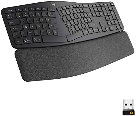 Logitech ERGO K860 Clavier Ergonomique Sans Fil - En Deux Parties, Repose Poignet, Frappe Naturelle, Bluetooth et Connectivité USB, Compatible avec PC & Mac, Clavier Français AZERTY - Gris Fiche Technique et Prix au Maroc