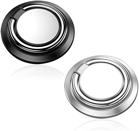 Support de Bague de téléphone 2 pièces, Support de Bague de téléphone Rotatif réglable à 360 °, Support de Voiture Disponible, Convient à Tous Les Smartphones (Noir Argent) Fiche Technique et Prix au Maroc