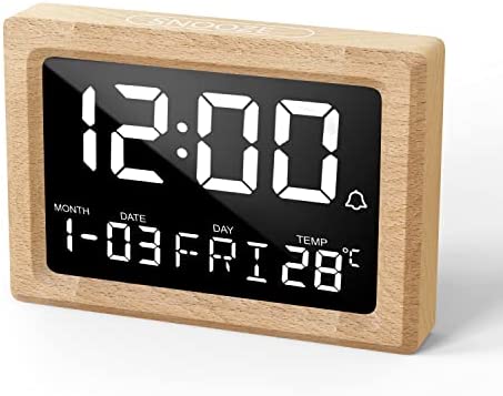 aboveClock Réveil Numérique Bois, Horloge Numérique, Reveil Matin LED avec Fonction Snooze, Température/12/24 Heures/Lumineux Réglable/USB-C+Pile Alimentée Fiche Technique et Prix au Maroc