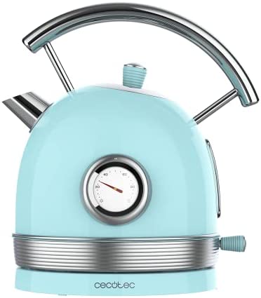 Cecotec Bouilloire électrique ThermoSense 420 Light Blue 1,8 litre de capacité 2200 W Compteur de température Base 360 ° Acier Inoxydable Style Vintage Bleu, 01482 Fiche Technique et Prix au Maroc