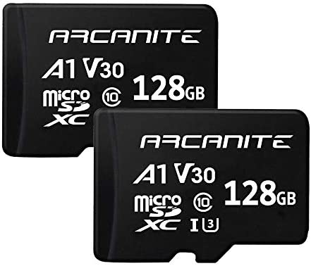 ARCANITE Lot de 2, 128 Go Cartes Mémoire microSDXC UHS-I U3, A1, V30, 4K, C10, microSD, Vitesse de lecture maximale de 90 Mo/s - sans adapteur Fiche Technique et Prix au Maroc