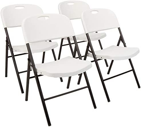 Amazon Basics Lot de 4 chaises en plastique pliantes, capacité de 157,5 kg, blanc Fiche Technique et Prix au Maroc