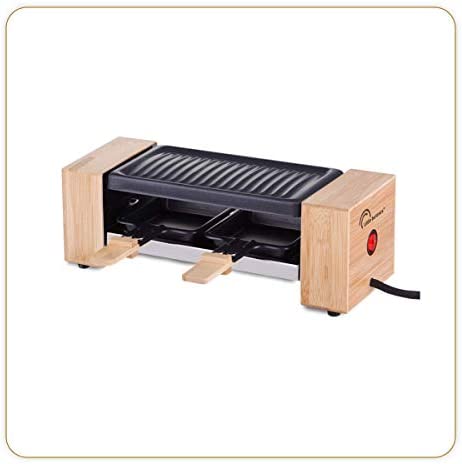 LITTLE BALANCE 8387 Raclette Wood for 2 - Appareil à raclette 1 ou 2 personnes - Grill amovible - Revêtement anti-adhésif - Puissance 350 W - Bambou véritable Fiche Technique et Prix au Maroc