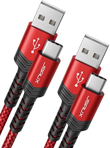 JSAUX Câble USB C (1+2M Lot de 2) 3,1A Durable Chargeur USB C Cable USB Type C Charge Rapide Nylon Tressé Compatible avec Samsung A13 A53 A52 S9 S8 S10 S22 S21 S20, Xiaomi Redmi Note 11 10 -Rouge Fiche Technique et Prix au Maroc