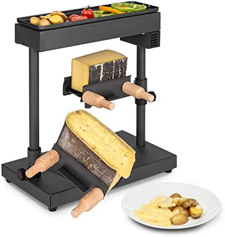 Klarstein Appareil a Raclette et Gril avec Plateau en Acier Inoxydable, Machine a Raclette Rotatif et Réglable de 600W, Appareil Raclette Traditionnel, Service a Raclette, Grilles à Fromage Raclette Fiche Technique et Prix au Maroc