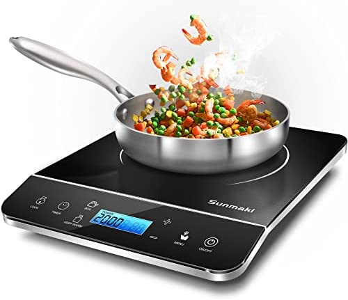 Plaque à induction,Sunmaki 2000W plaque de cuisson à induction avec capteur LCD, verrouillage de sécurité pour enfants et minuterie de 4h,10 réglages de température et de puissance 10 pour la cuisson Fiche Technique et Prix au Maroc