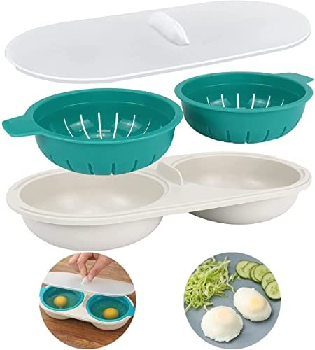 Cuiseur à Oeufs Micro-Ondes, oeuf vapeur, Pocheuse à double tasse bol à œufs cuiseur vapeur haute capacité 2 tasses design ，Casserole antiadhésiveà ，pour la cuisson des oufsdans la cuisine ( (Bleu) Fiche Technique et Prix au Maroc