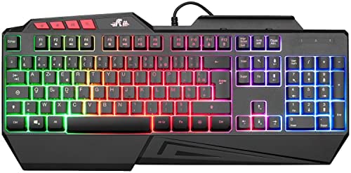 Rii RK202 Clavier de Jeu rétroéclairé LED Cool Rainbow Clavier de Bureau Clavier de Nuit Clavier d'ordinateur pour Windows/Mac OS/Chrome OS/Linux OS Fiche Technique et Prix au Maroc