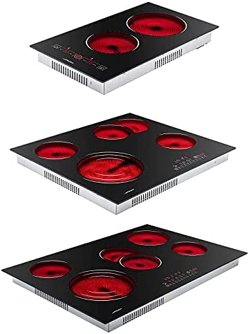 Jago® Table de Cuisson - Vitrocéramique, 2/4/5 Foyers, Encastrable, 3000/6800/8600 W, Tactile, Minuterie, Verrouillage de Sécurité, Grattoir, 9 Niveaux de Puissance - Plaque de Cuisson Électrique Fiche Technique et Prix au Maroc