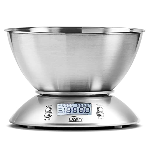 Uten Balance de Cuisine,5 kg Electronique Petit Balance de Précision Domsique avec Bol 2L Aliment Amovible Grand Écran LCD pour Câteau/Tarte/Biscui Fiche Technique et Prix au Maroc