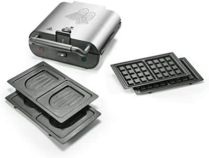 Senya Silver an Gaufrier Appareil à croque-Monsieur 2 en 1 Duo Waffles, Jeux de 2 plaques interchangeables au revêtement antiadhésif, 800W SYCK-WM003S, Aluminium Fiche Technique et Prix au Maroc