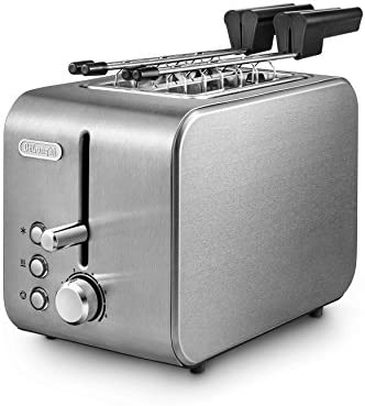 De'Longhi CTX2203.S Grille-pain avec pinces, contrôle progressif du degré de torréfaction, 3 fonctions, tiroir ramasse-miettes, pieds antidérapants, puissance 550 W, plastique, argent Fiche Technique et Prix au Maroc