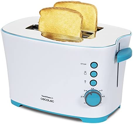 Cecotec Grille-pain Toast&Taste 2 S. 7 Niveaux de Puissance, Capacité pour 2 Toasts, 3 Fonctions (Faire griller, Réchauffer, Décongeler), Inclus : Pinces, Plateau Ramasse-miettes, 650 W. Fiche Technique et Prix au Maroc