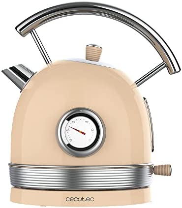 Cecotec ThermoSense Bouilloire électrique 420 Light Beige, 1,8 l de capacité, 2200 W, jauge de température, base 360°, acier inoxydable, style vintage, beige Fiche Technique et Prix au Maroc