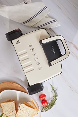 Karaca FUTURE Crème pour sable Grille-pain à panini,1800W, gril de contact avec pieds antidérapants, plaque à toast pour grille-pain à sandwich, revêtement antiadhésif, gril de table Fiche Technique et Prix au Maroc