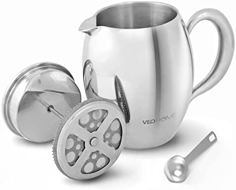 VeoHome - Cafetière à Piston 0,75 Litre- Incassable et Garde Le café Chaud Longtemps grâce à sa Double Coque INOX Fiche Technique et Prix au Maroc
