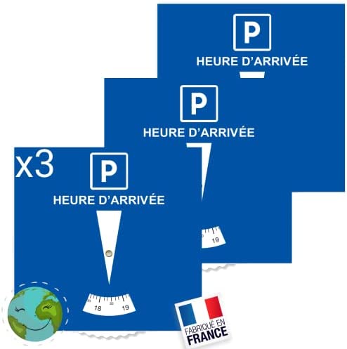 Disque Bleu de stationnement Zone Bleue (ÉCOLOGIQUE & Fabriqué en France) x3 Disques Stationnement Carte Horodateur Européen pour Parking Stationnement Voiture Accessoires Auto (Garantie) Fiche Technique et Prix au Maroc