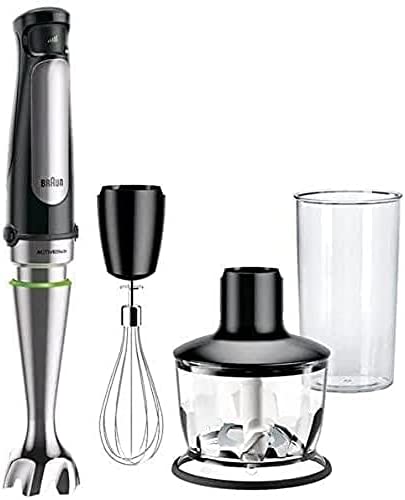 Braun Minipimer 7 MQ7035X Batteur à main 1000 W Technologie Active Blade, Powerbell Plus et SplashControl, 3 accessoires (hachoir de 500 ml, bâtons, doseur de 600 ml, gris Fiche Technique et Prix au Maroc