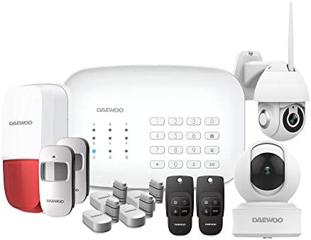 Daewoo Pack Premium | Alarme Maison sans Fil WiFi GSM Connectée avec Sirène Extérieure | 2 Caméras De Surveillance | Compatible avec Amazon Alexa, l’Assistant Google Fiche Technique et Prix au Maroc