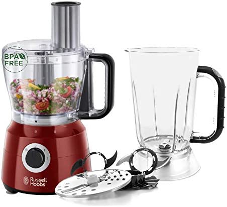 Russell Hobbs Robot Cuisine Multifonction, Hâche, Mixe, Tranche, Râpe, Lames Pétrin, Batteur, Compatible Lave-Vaisselle, 7 Accessoires - Rouge 24730-56 Desire Fiche Technique et Prix au Maroc