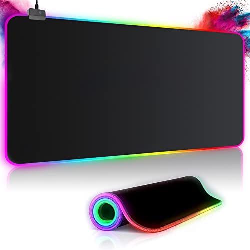 Tapis de Souris Gaming RGB XXL (800 x 300 mm), 14 Effets d'éclairage LED, étanche, antidérapant, résistant à l'usure pour Gamer, Ordinateur, PC Fiche Technique et Prix au Maroc
