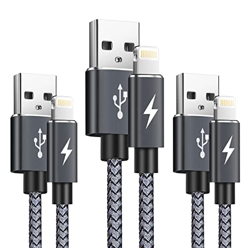 Câble iPhone Chargeur [1m+1m+2m/Lot de 3] Lightning USB Nylon Tressé cable Compatible avec iPhone 12 Pro Max /11/11 Pro/X/XS/XR /8/8 Plus /7/7 Plus /6s /6s Plus /6/6 Plus/SE /5s /5 - gris Fiche Technique et Prix au Maroc