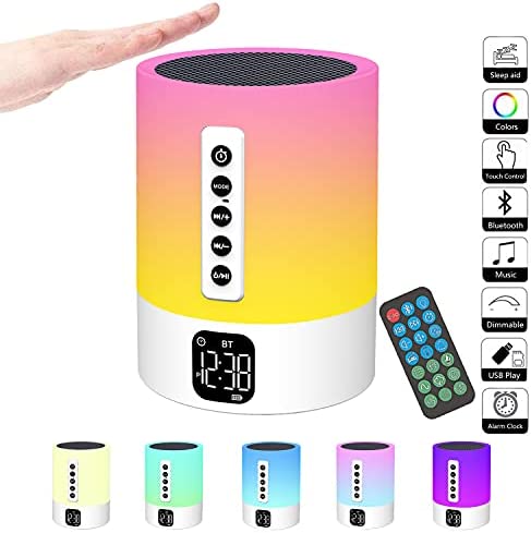 Enceinte Bluetooth Reveil Veilleuse, Lampe de Chevet Tactile avec Machine à Bruit Blanc, Haut-Parleur Bluetooth Veilleuse Enfant Réveil Lumineux Idee Cadeau Ado Fille,Enfant,Femme, Anniversaire, Noel Fiche Technique et Prix au Maroc