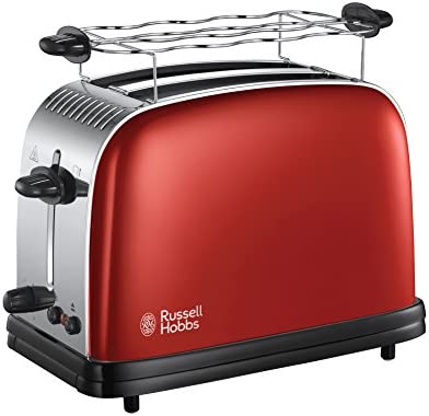 Russell Hobbs Grille Pain [Rapide: Technologie Fast Toast] Colours Rouge (Fentes Extra Large, 6 Niveaux, Décongélation, Fonction Surélévation, Réchauffe Viennoiserie, Tiroir Ramasse Miettes) 23330-56 Fiche Technique et Prix au Maroc
