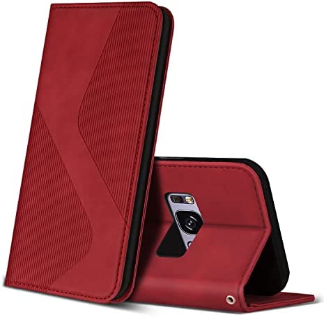 ZONNAVI Coque pour Samsung Galaxy S8, Premium Étui Housse en Cuir de Protection avec [Emplacements Cartes] [Magnetique], Clapet Folio Portefeuille pour Samsung Galaxy S8 (Rouge) Fiche Technique et Prix au Maroc