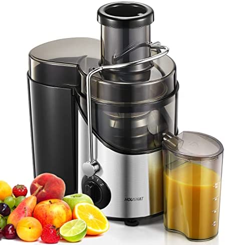 HOUSNAT Centrifugeuse Extracteur de Jus, 400W Centrifugeuse Fruits et Legumes 65MM Large Bouche et Réglage à 3 Vitesses, Nettoyage Facile, Brosse de Nettoyage Incluse, Sans BPA Fiche Technique et Prix au Maroc
