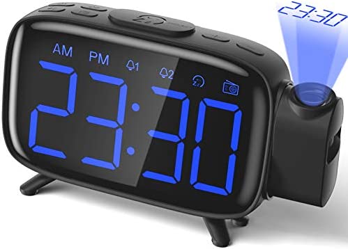 Réveil à Projection Radio-réveil numérique avec 3 Niveaux de luminosité avec Projection à 180° FM Radio Fiche Technique et Prix au Maroc