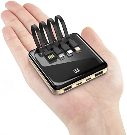 Batterie Externe 10000mAh Slim Power Bank câble intégré avec 5 Sorties et LED Display Chargeur Portable USB C Charge Rapide Batterie pour iPhone, Samsung, Huawei, iPad, Tablet Fiche Technique et Prix au Maroc