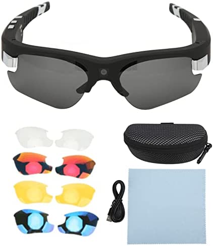 Lunettes de caméra HD 1080P Lunettes de caméra d'action Enregistrement vidéo Lunettes de caméra Lunettes intelligentes avec 4 paires d'objectifs pour le cyclisme Conduite Lunettes de chasse avec camér Fiche Technique et Prix au Maroc