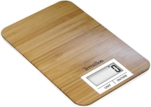 TERRAILLON Balance de Cuisine en Bambou Naturel - Tare, Conversion Liquide, Portée 3 kg max - Modèle 'Bamboo' Brun Fiche Technique et Prix au Maroc