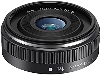 Panasonic Lumix 14mm F2.5 | Objectif à focale fixe H-H014AE-K (Grand angle 14mm, Grande ouverture F2.5, Pancake, equiv. 35mm : 28mm) Noir – Compatible monture Micro 4/3 Panasonic & Olympus Fiche Technique et Prix au Maroc