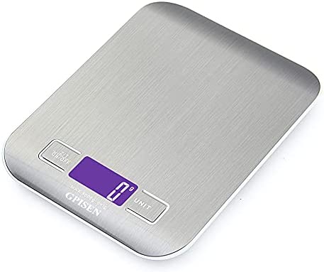 GPISEN Smart Digital Balance avec écran LCD pour Cuisine en acier inoxydable, 5 kg/11lbs, Balance de alimentaire multifonctionnel, couleur argent, (2 batteries incluses) Fiche Technique et Prix au Maroc