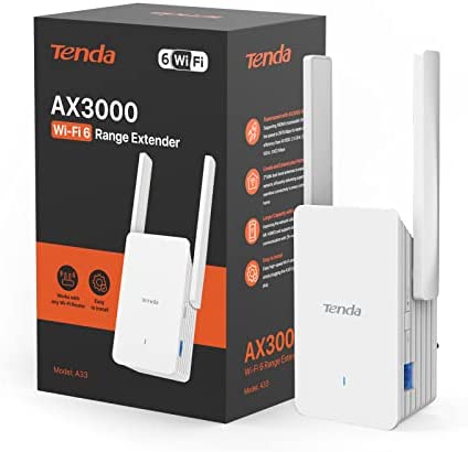 Tenda Répéteur WiFi 6 Mesh Amplificateur WiFi AX3000 (A33), Extender WiFi 6 Wi-FI Booster, 2*5dBi Antennas, Indicateur LED Intelligent, Configuration Facile, Compatible avec Toutes Les Box Internet- Fiche Technique et Prix au Maroc