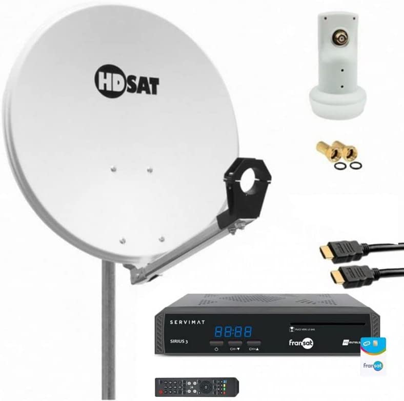 HDSAT Pack Parabole Satellite Acier 60cm + LNB Single + Récepteur FRANSAT + Câble HDMI Fiche Technique et Prix au Maroc