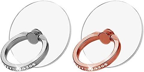 VOVIGGOL Bague Telephone Portable Glitter 2 Pièces, Rotation de 360° Transparent Anneau Telephone Diamant Anneau Smartphone Compatible avec Smartphone et Étui pour Téléphone (1Argent et 1Or) Fiche Technique et Prix au Maroc