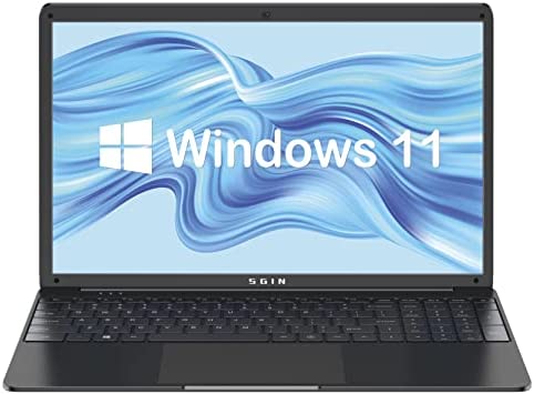 SGIN Ordinateur Portable Windows 11 15,6" 8 Go de RAM 256 Go SSD ROM Celeron N4020C, Jusqu'à 2,8 GHz, WiFi 2,4 / 5,0G, 2 x USB 3.0, Bluetooth 4.2, Extension de Carte TF Jusqu'à 512 Go (Noir) Fiche Technique et Prix au Maroc