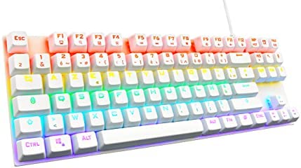 The G-Lab Keyz Mercury TKL Clavier Mécanique Gamer 87 Touches Filaire USB AZERTY Français, Rétro-Éclairage LED Multicolore - Gaming Compact sans Pavé Numérique PC/PS4/PS5/Xbox Nouveau 2022, Blanc Fiche Technique et Prix au Maroc