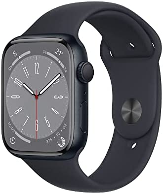 Apple 2022 Watch Series 8 GPS, Boîtier en Aluminium Minuit de 45 mm, Bracelet Sport Minuit - Regular Fiche Technique et Prix au Maroc