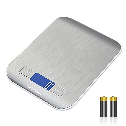 GRIFEMA GA2002 Balance de Cuisine Électronique de Haute Précision 5000g/1g avec Écran LCD Rétroéclairé, 6 Unités et Fonction Tare Acier Inoxydable Smart Digital Balance de Alimentaire Multifonctionnel Fiche Technique et Prix au Maroc