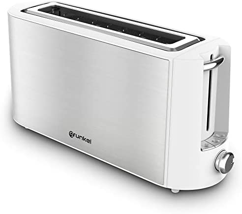Grunkel - TS-MAXISTEEL - Grille-pain à fente extra large avec 6 niveaux de torréfaction et bac à miettes amovible. Fonction surchauffe, décongélation et annulation - Acier inoxydable - 1000 W Fiche Technique et Prix au Maroc