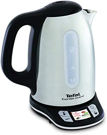 Tefal Express Control Bouilloire Electrique, Bouilloire Sans Fil Inox, Bouilloire Electrique, 7 Températures Réglables, Maintien au Chaud 60 mn KI240D10 Fiche Technique et Prix au Maroc
