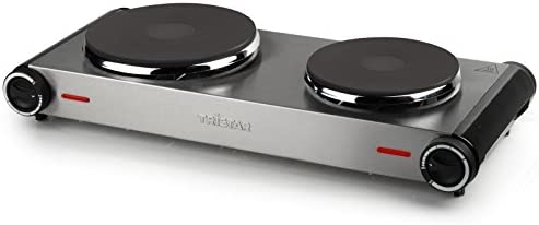 Plaque de cuisson électrique double feu Tristar KP-6248 inox brossé - 2 500 W - Acier inoxydable - 15,5 et 18,5 cm de diamètre Fiche Technique et Prix au Maroc